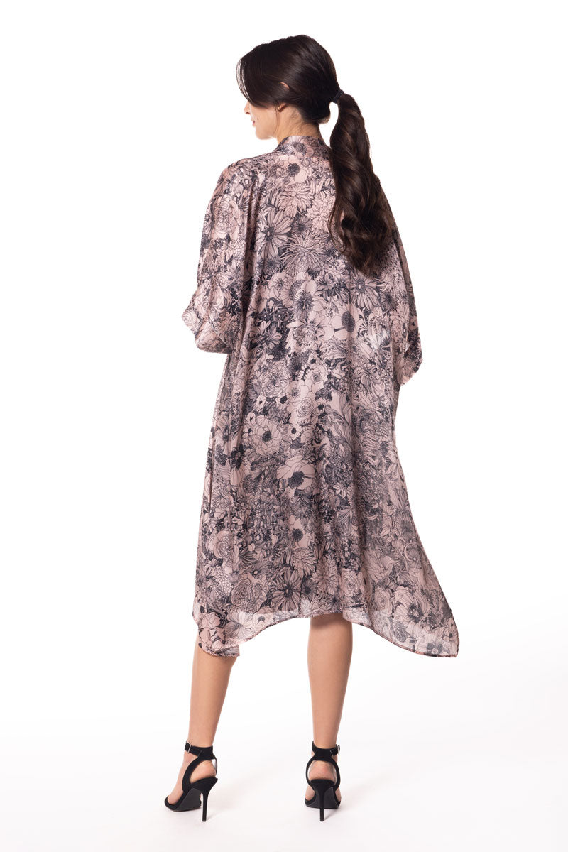 Pink Arabella Kimono - Christine Silk Lingerie & Loungewear