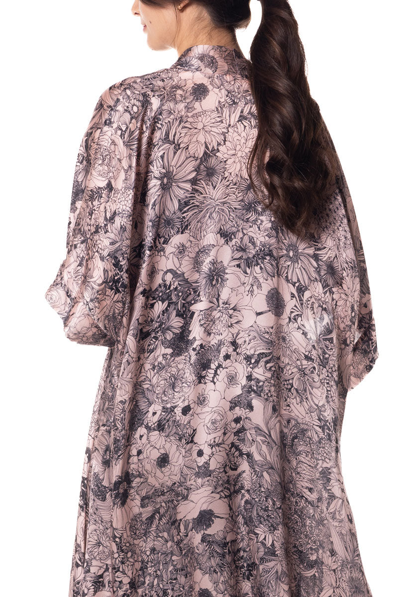Pink Arabella Kimono - Christine Silk Lingerie & Loungewear