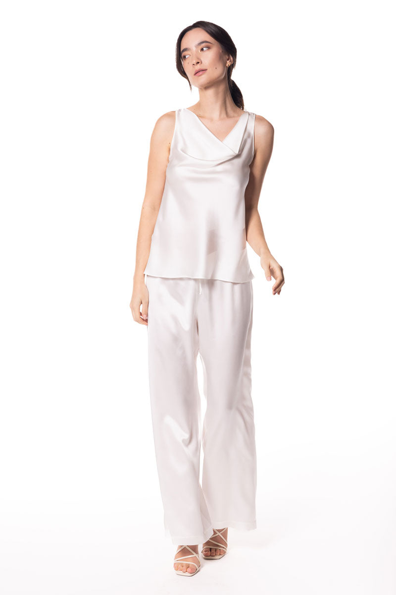 Fiona Cowl Neck Tank Camisole - Christine Silk Lingerie & Loungewear
