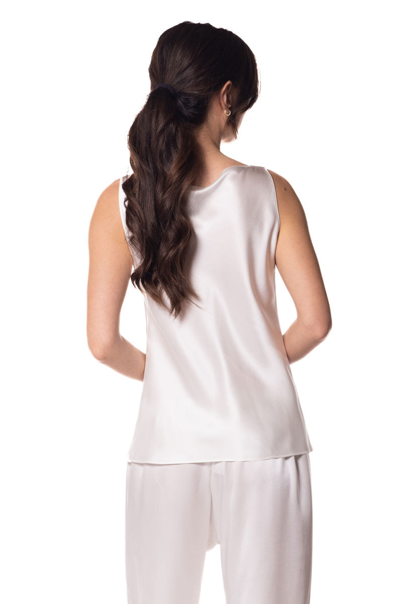 Fiona Cowl Neck Tank Camisole - Christine Silk Lingerie & Loungewear