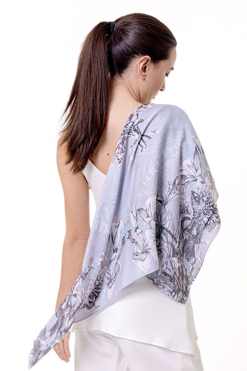 Gatsby Toile Georgette Square Scarf - Christine Silk Lingerie & Loungewear