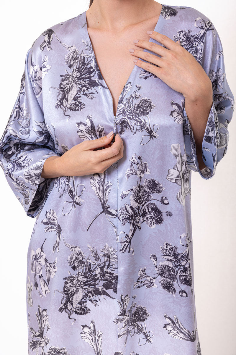 Toile Jardin Silk Caftan - Christine Silk Lingerie & Loungewear