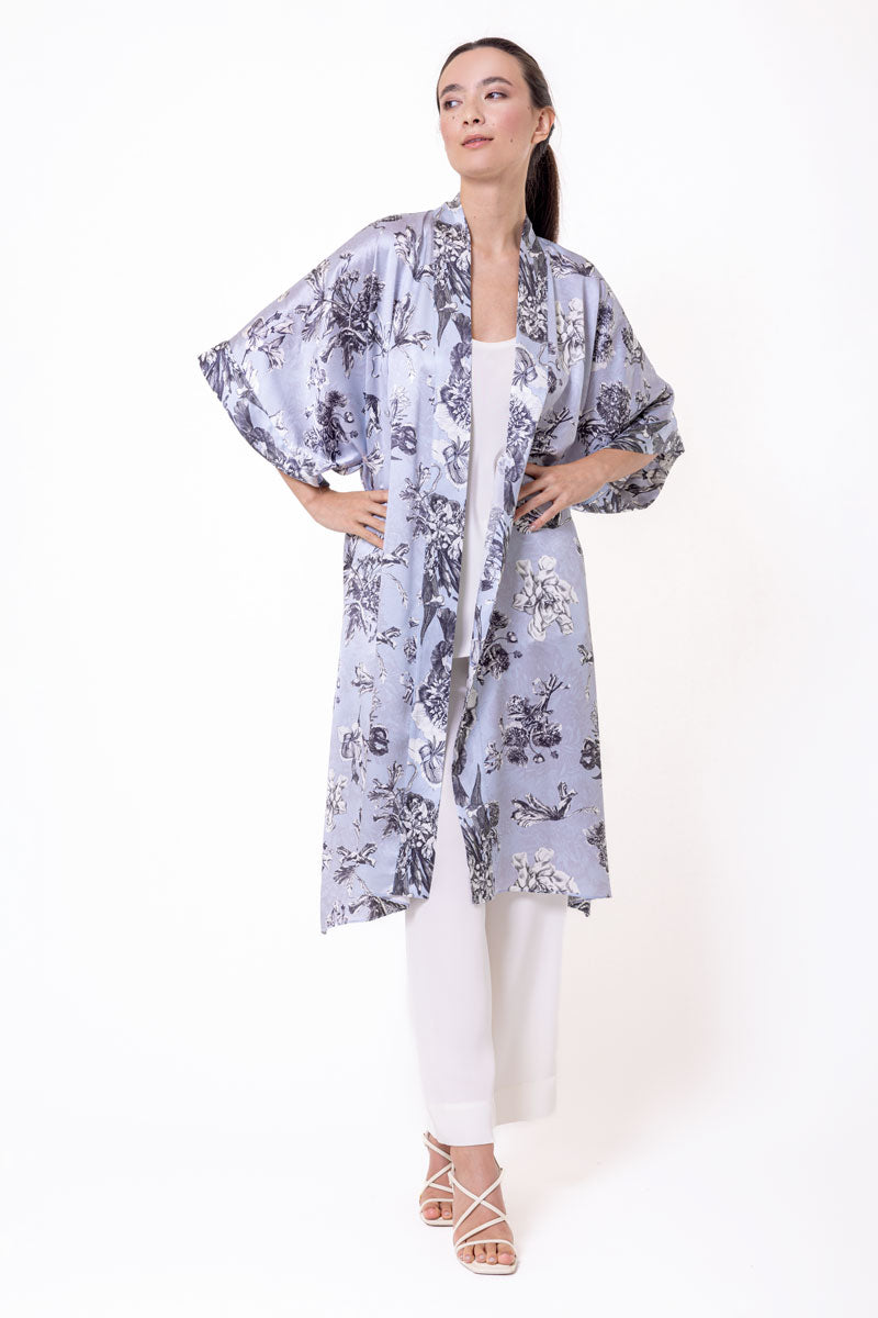 Toile Jardin Silk Kimono - Christine Silk Lingerie & Loungewear