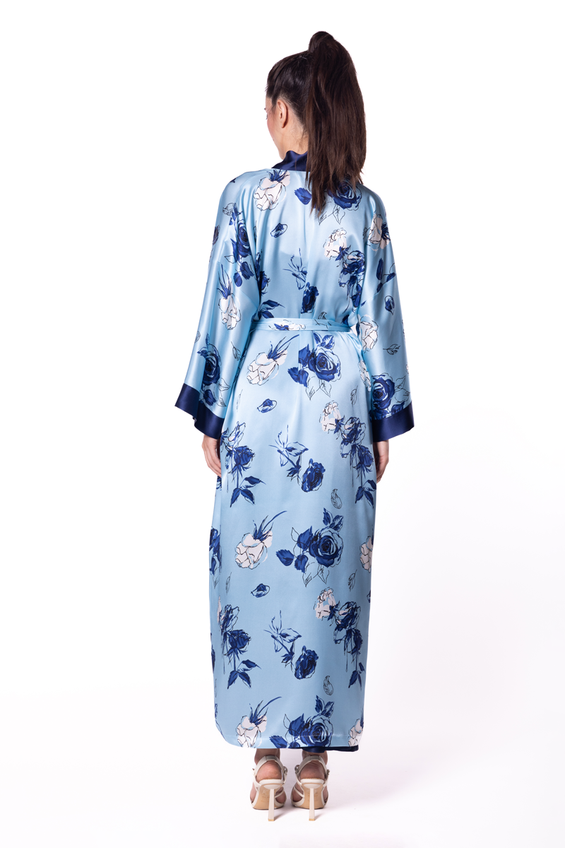 Midnight Rendezvous Long Robe - Christine Silk Lingerie & Loungewear