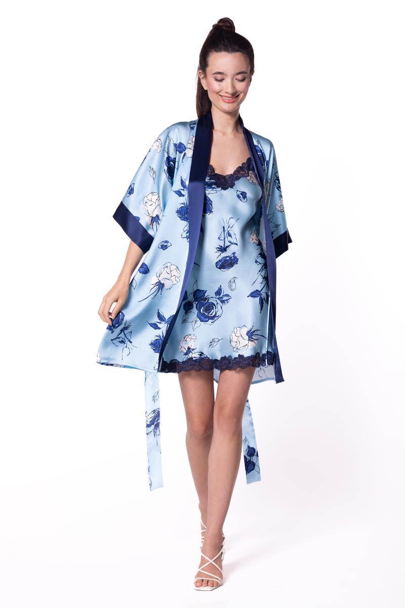 Midnight Rendezvous Short Robe - Christine Silk Lingerie & Loungewear