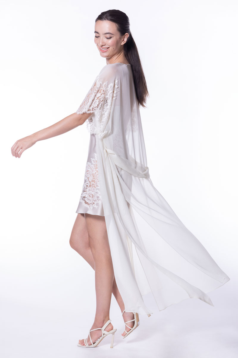 Venus Chiffon Long Wrap - Christine Silk Lingerie & Loungewear