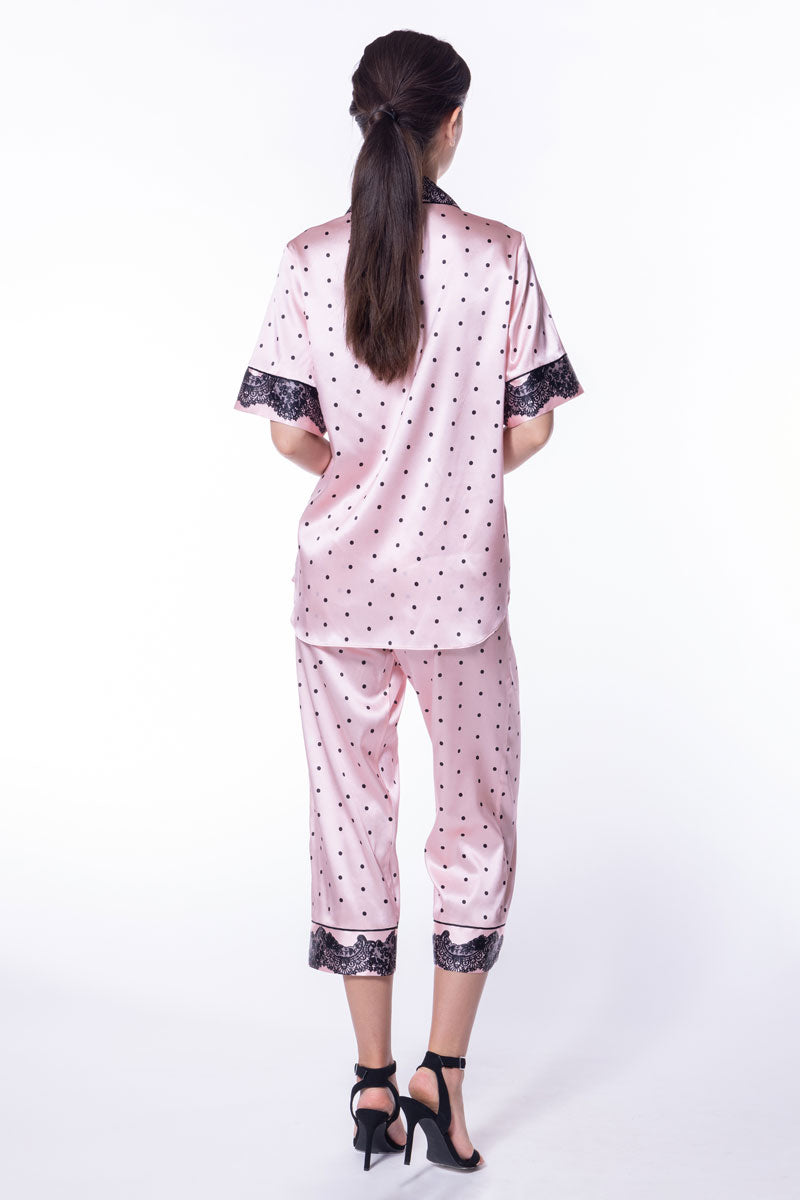 Amelie Print Cropped Pajama - Christine Silk Lingerie & Loungewear
