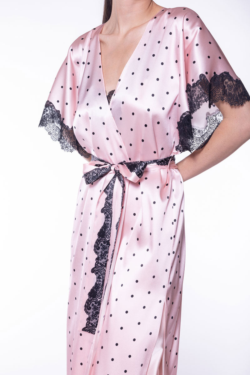 Amelie Print Long Robe - Christine Silk Lingerie & Loungewear