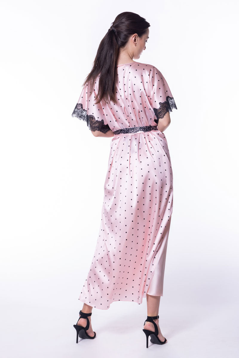 Amelie Print Long Robe - Christine Silk Lingerie & Loungewear