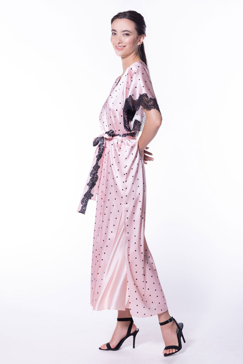 Amelie Print Long Robe - Christine Silk Lingerie & Loungewear