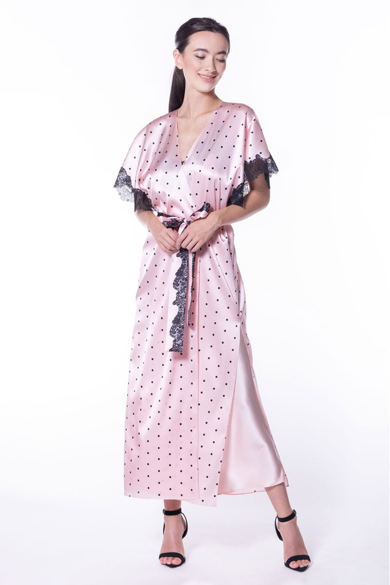 Amelie Print Long Robe - Christine Silk Lingerie & Loungewear
