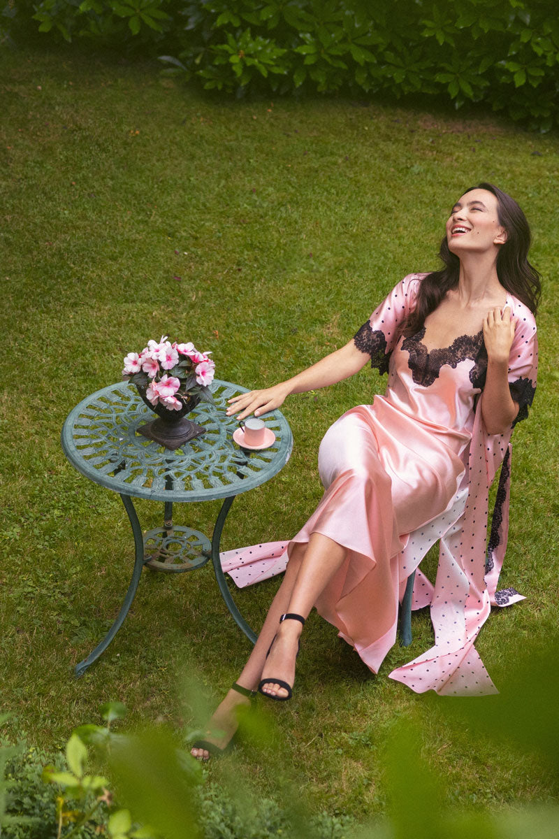 Amelie Print Long Robe - Christine Silk Lingerie & Loungewear