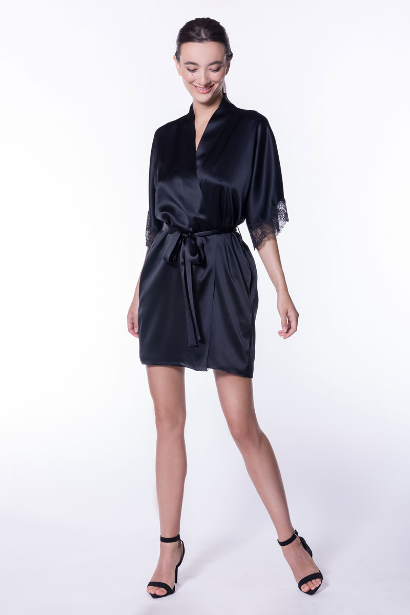 Amelie Short Robe - Christine Silk Lingerie & Loungewear