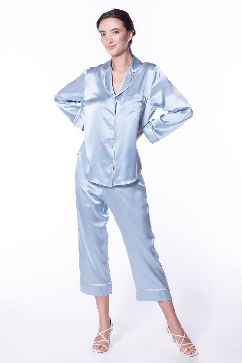 Chloe Cropped Pajama - Christine Silk Lingerie & Loungewear