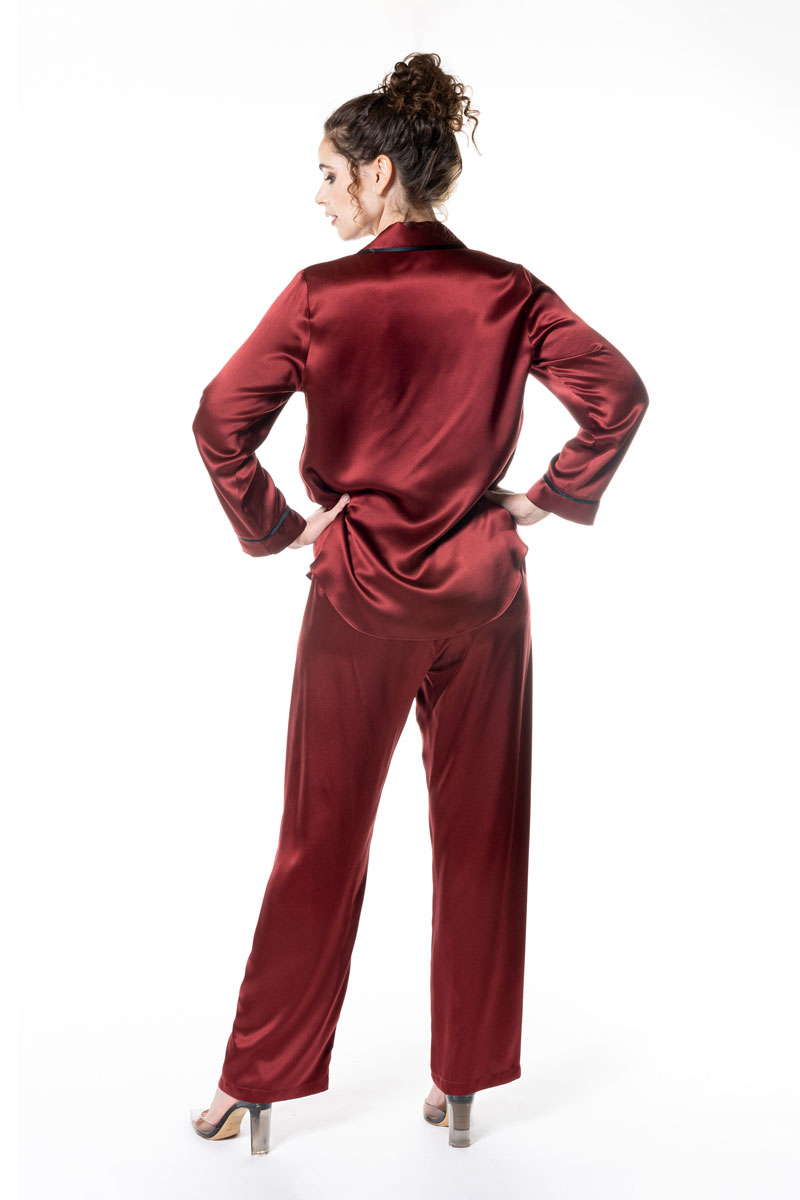 Chloe Pajama - Claret - Christine Silk Lingerie & Loungewear