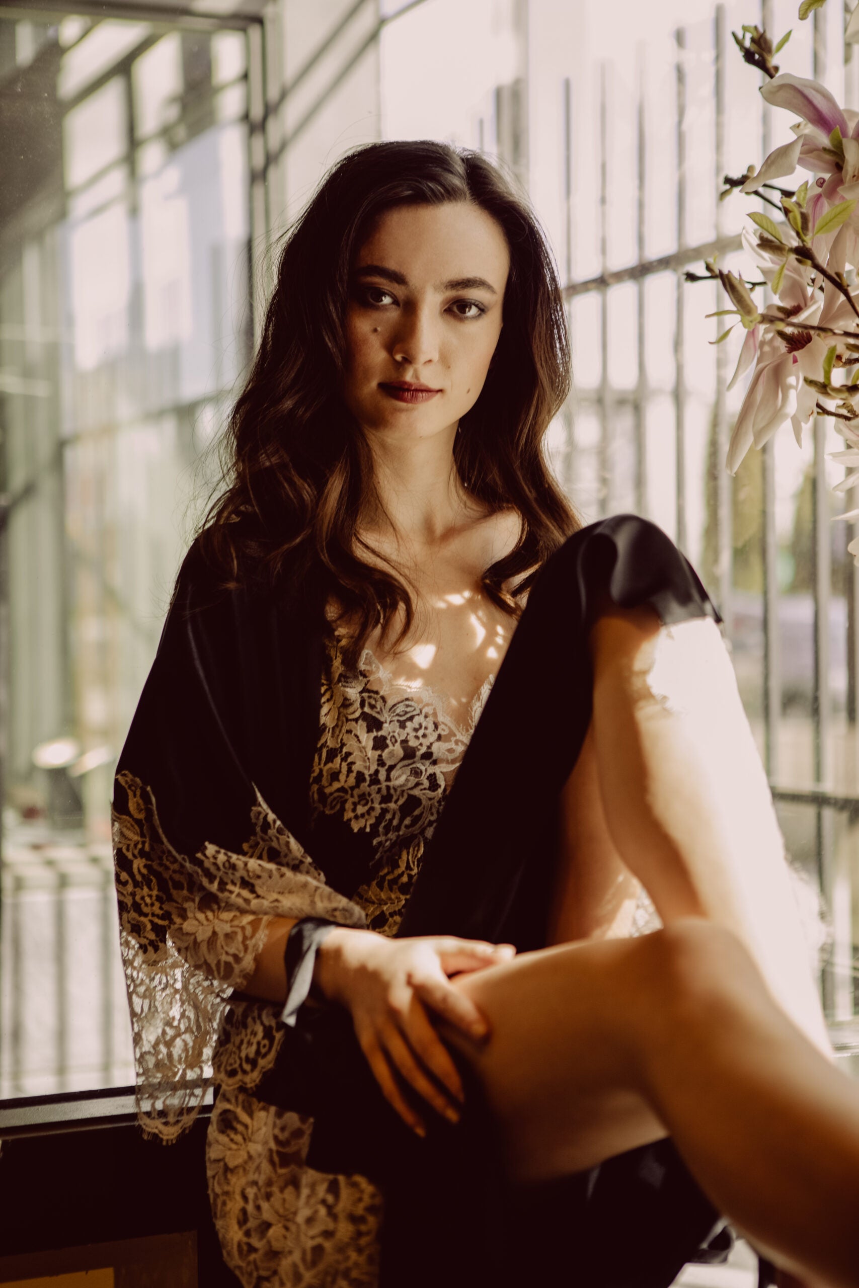 Diva Silver Lace Gown - Christine Silk Lingerie & Loungewear