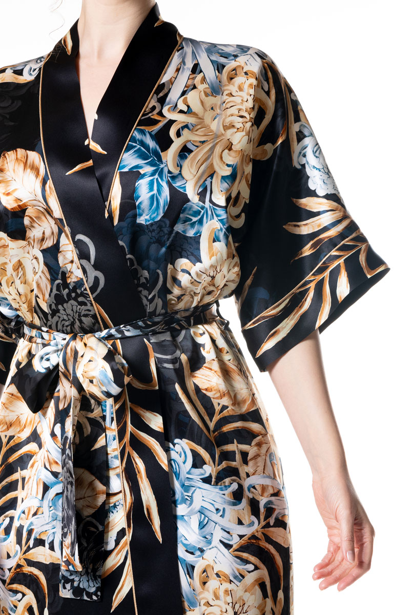 Dynasty Short Robe - Christine Silk Lingerie & Loungewear