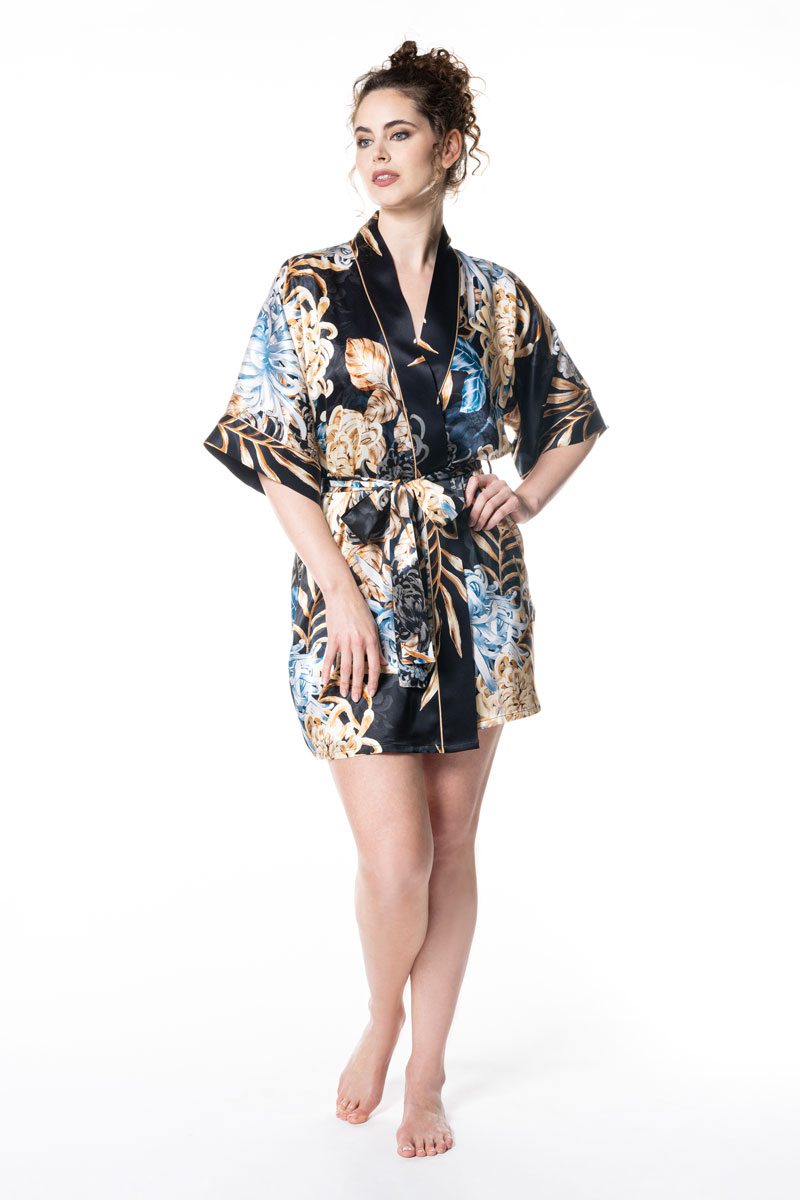 Dynasty Short Robe - Christine Silk Lingerie & Loungewear