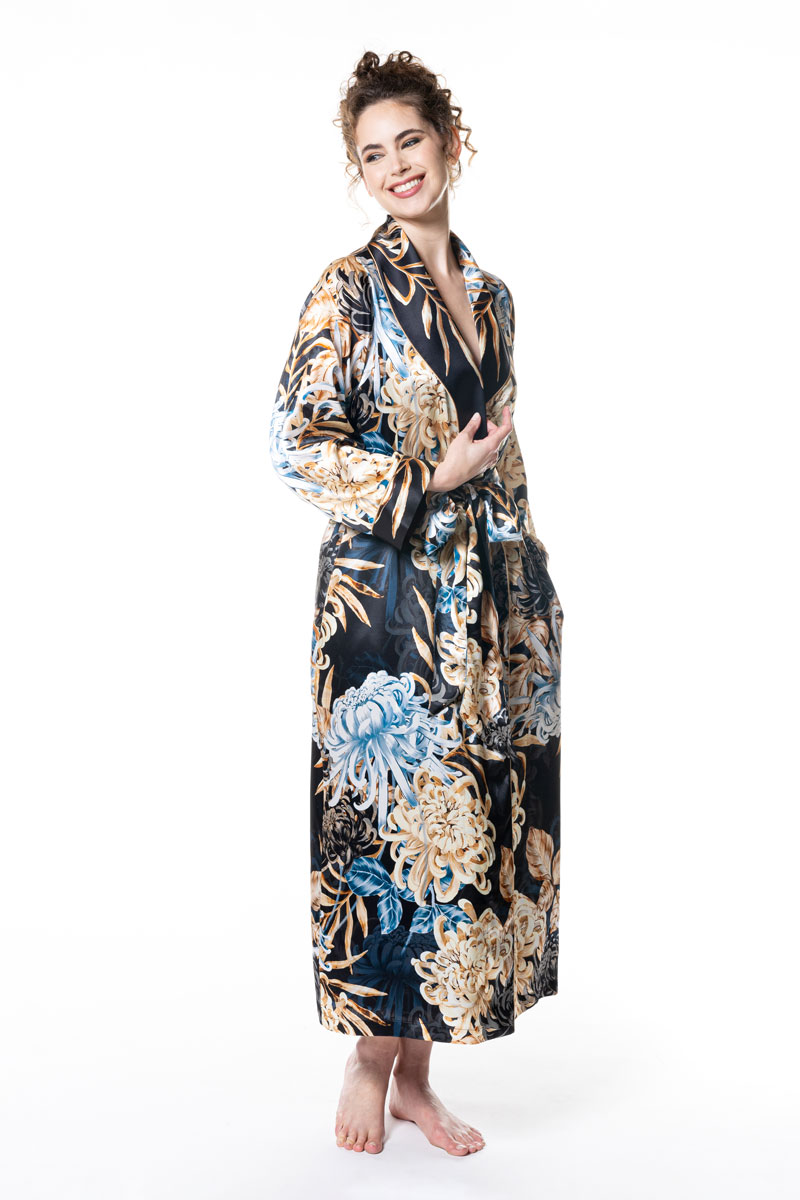 Dynasty Long Robe - Christine Silk Lingerie & Loungewear