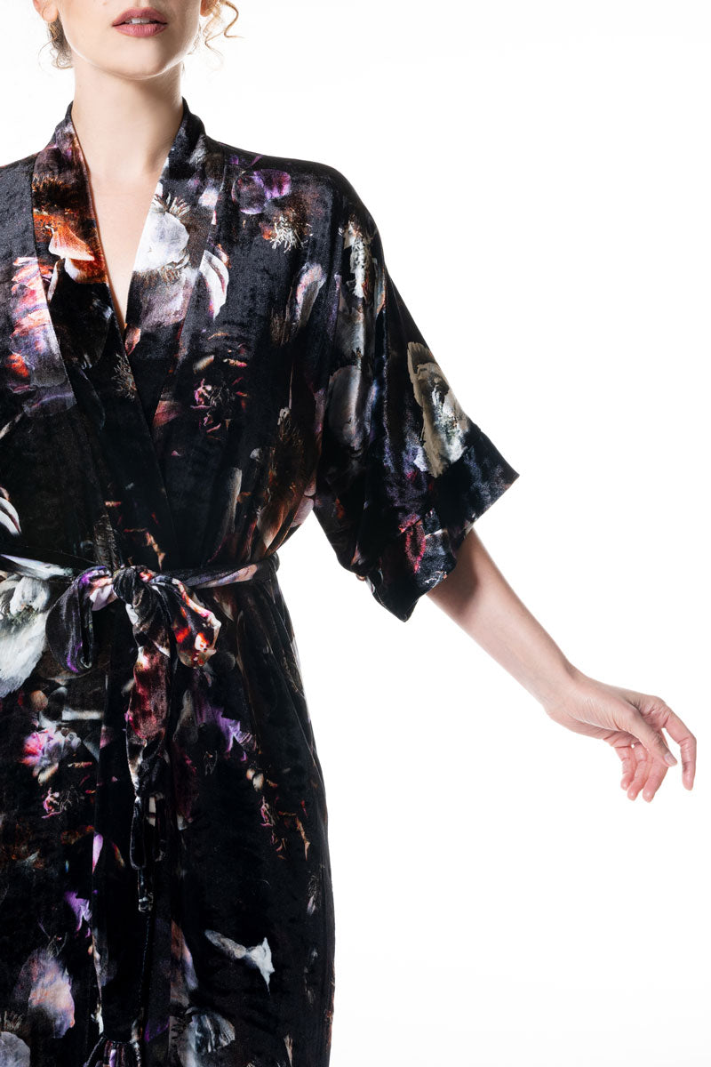 Moonlight Velvet Short Robe - Christine Silk Lingerie & Loungewear