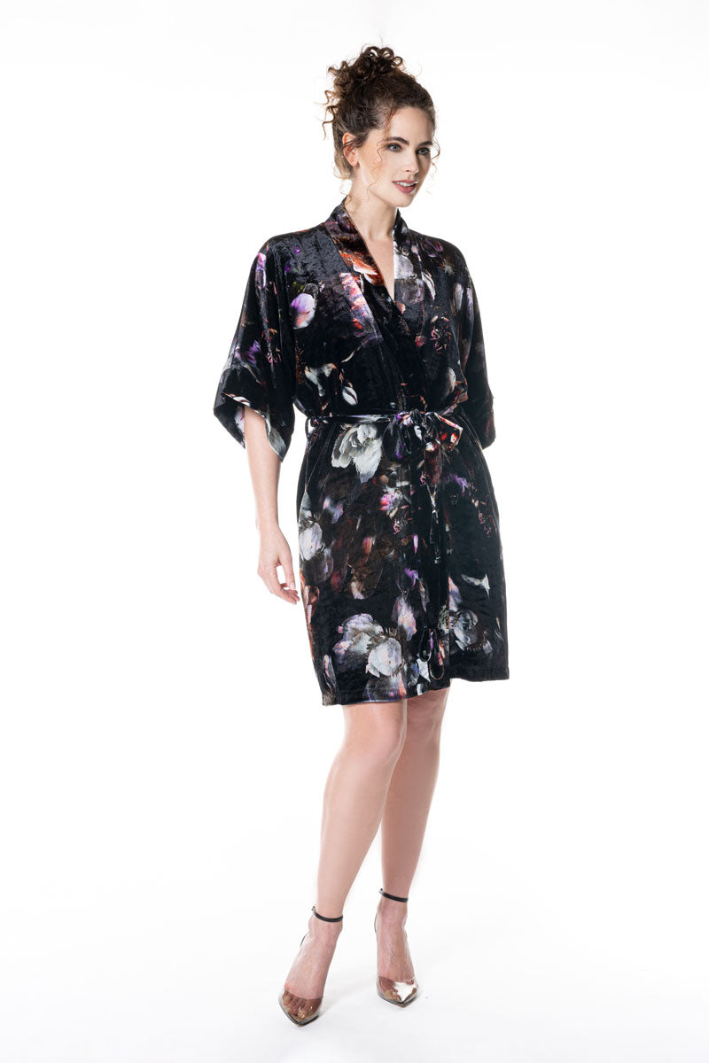 Moonlight Velvet Short Robe - Christine Silk Lingerie & Loungewear