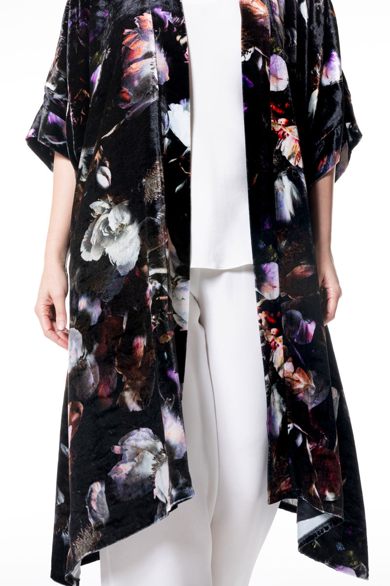 Moonlight Velvet Kimono - Christine Silk Lingerie & Loungewear