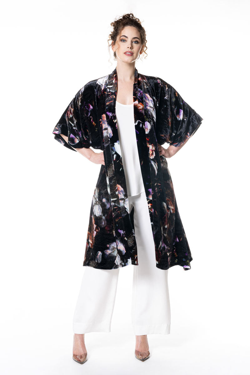 Moonlight Velvet Kimono - Christine Silk Lingerie & Loungewear