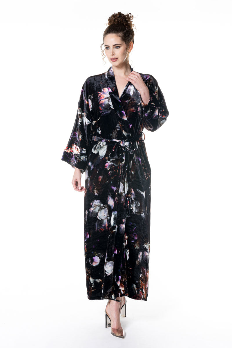 Moonlight Velvet Long Robe - Christine Silk Lingerie & Loungewear