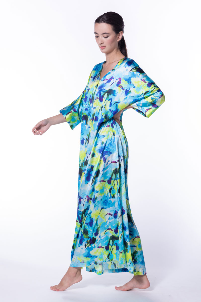 Seascape Caftan - Christine Silk Lingerie & Loungewear