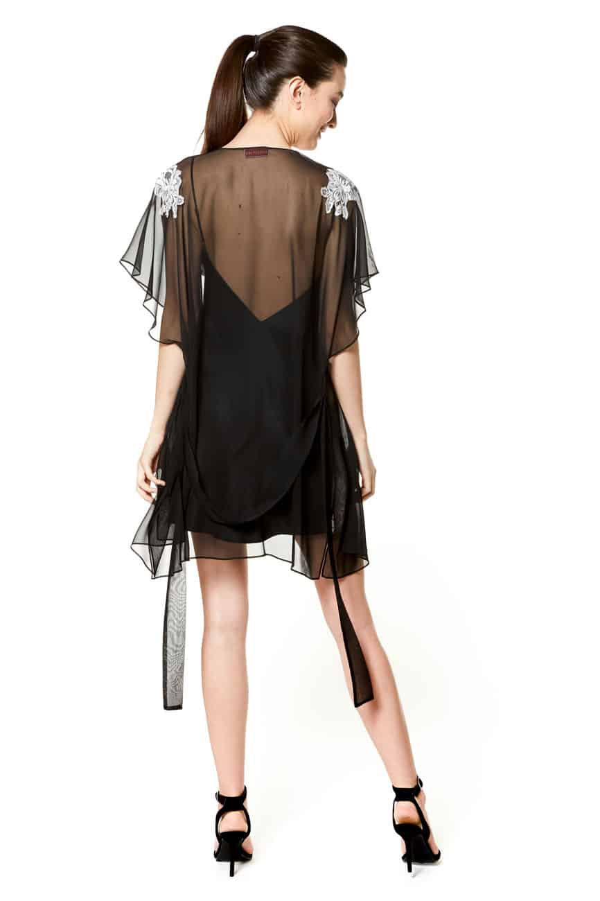 Diva Silver Lace Chiffon Cover - Christine Silk Lingerie & Loungewear