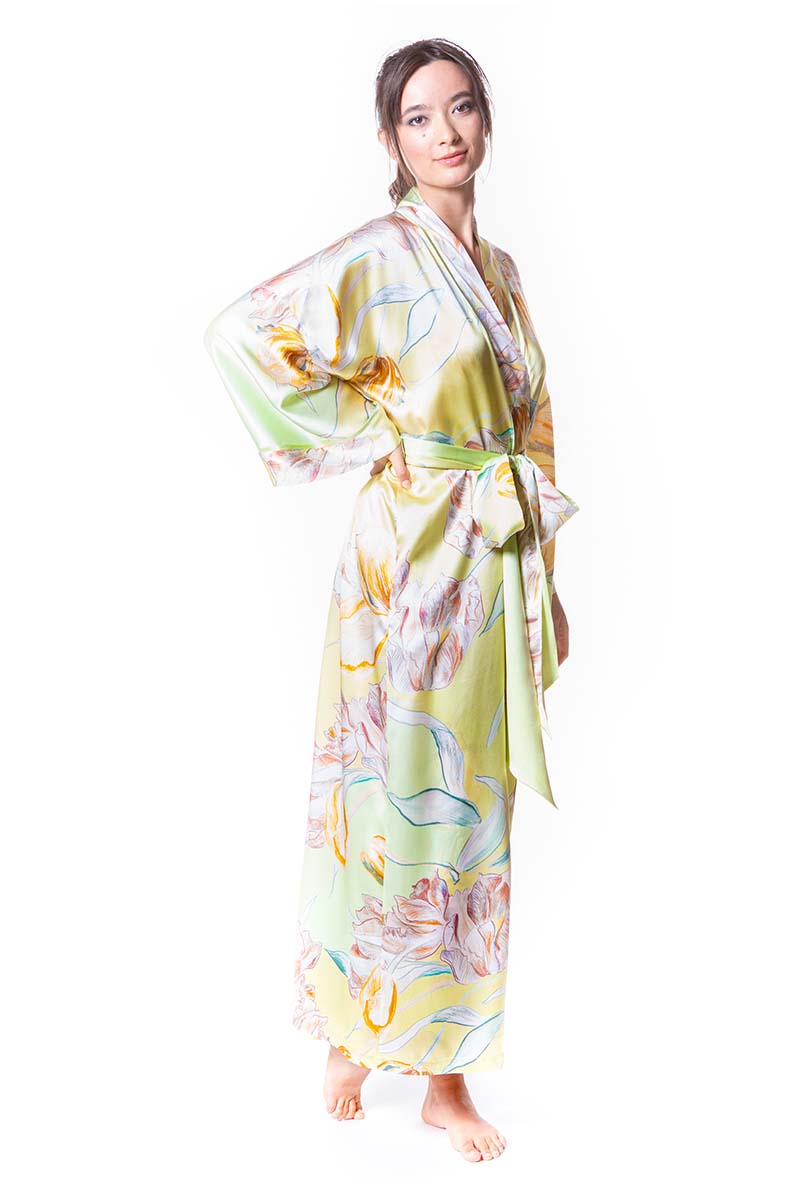 Avignon Long Robe - Christine Silk Lingerie & Loungewear