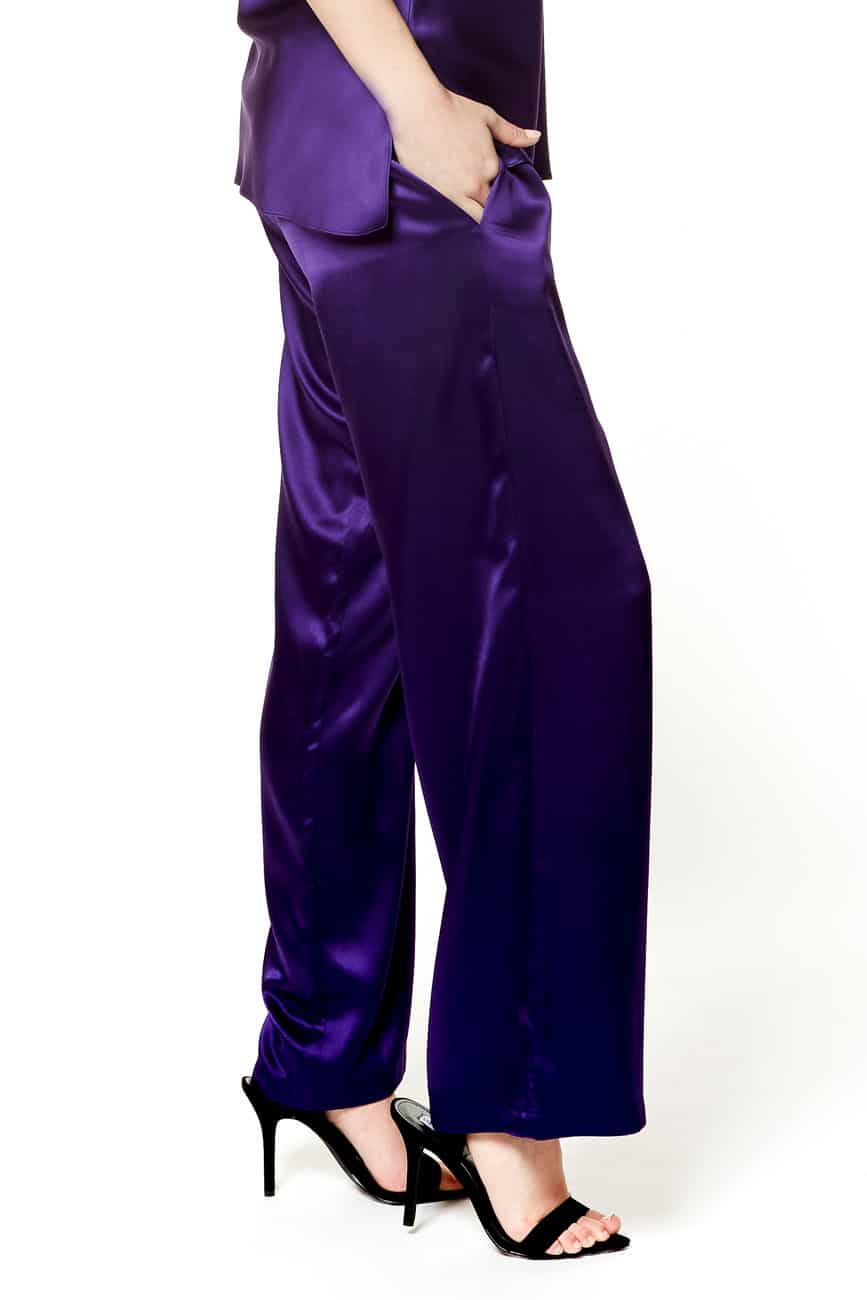 Jane Lounge Pant - Passion Purple - Christine Silk Lingerie & Loungewear