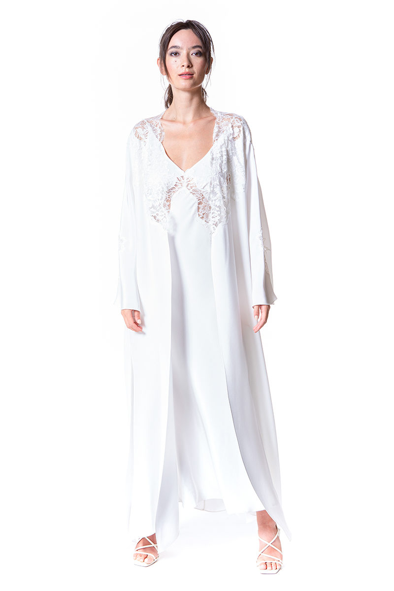 Goddess Luxe Crepe Long Robe - Christine Silk Lingerie & Loungewear