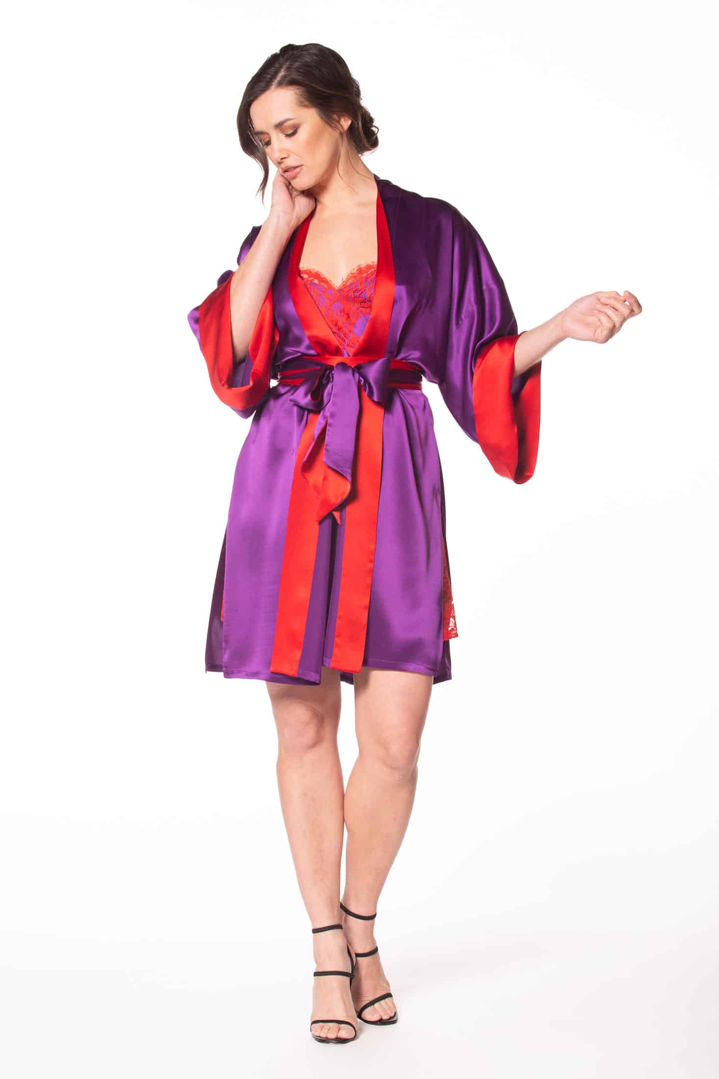 Moulin Rouge Short Robe - Christine Silk Lingerie & Loungewear