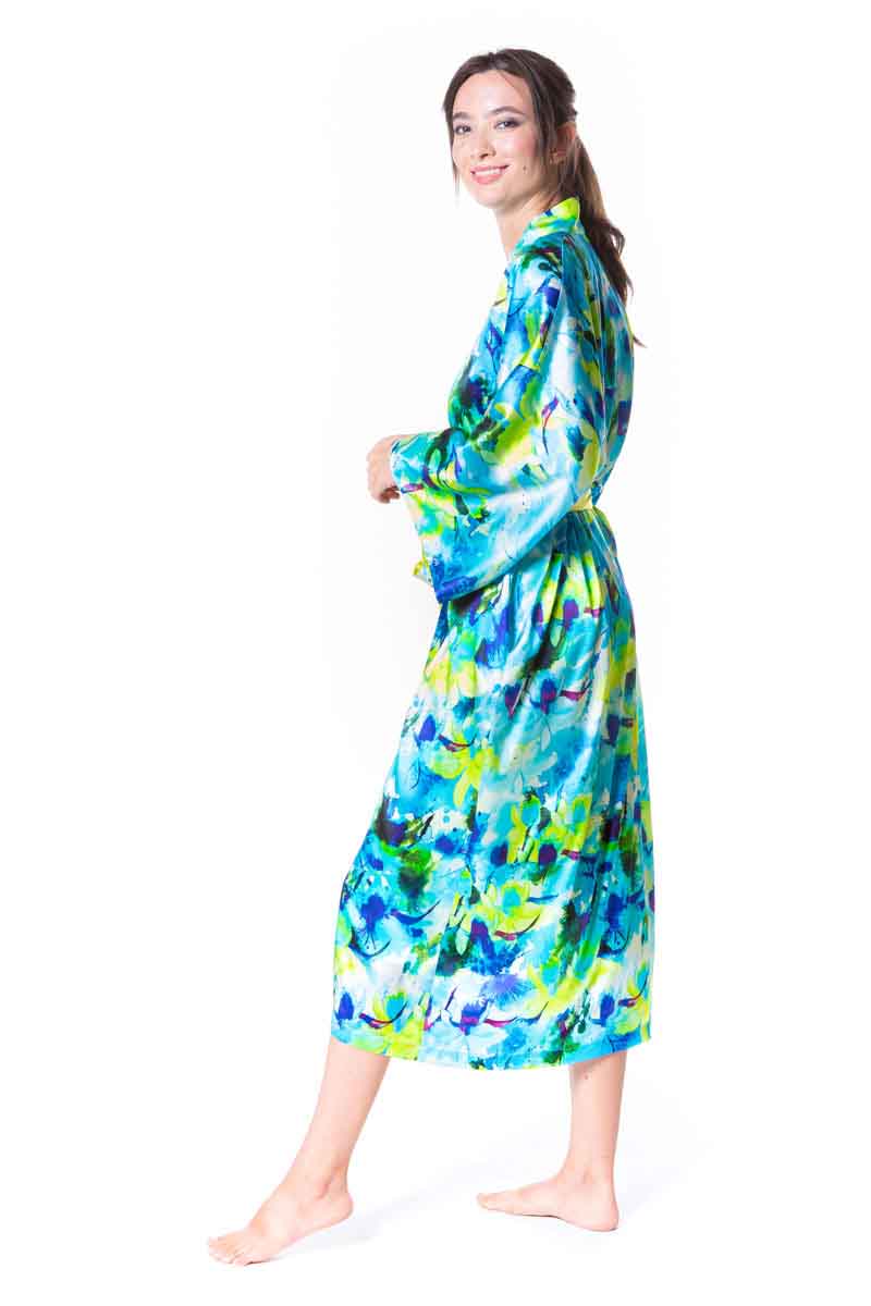 Seascape Long Robe - Christine Silk Lingerie & Loungewear
