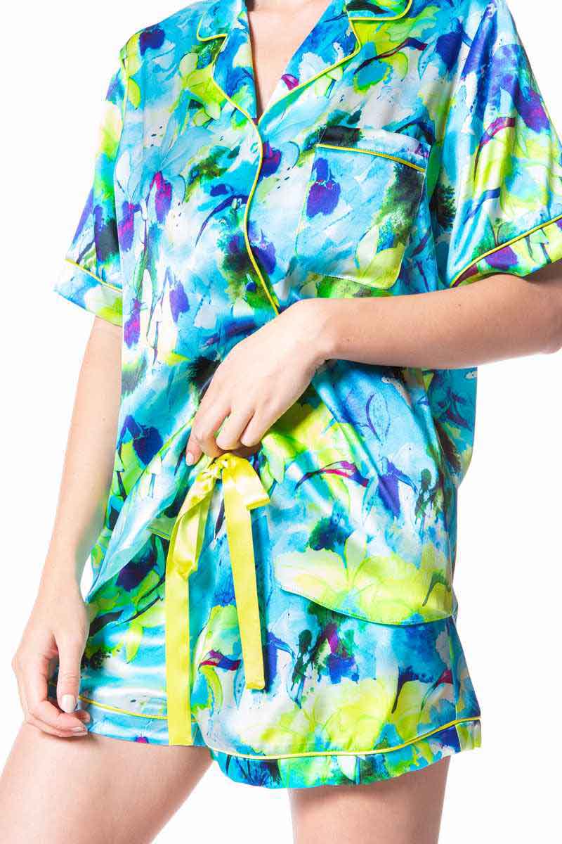 Seascape Short Pajama - Christine Silk Lingerie & Loungewear