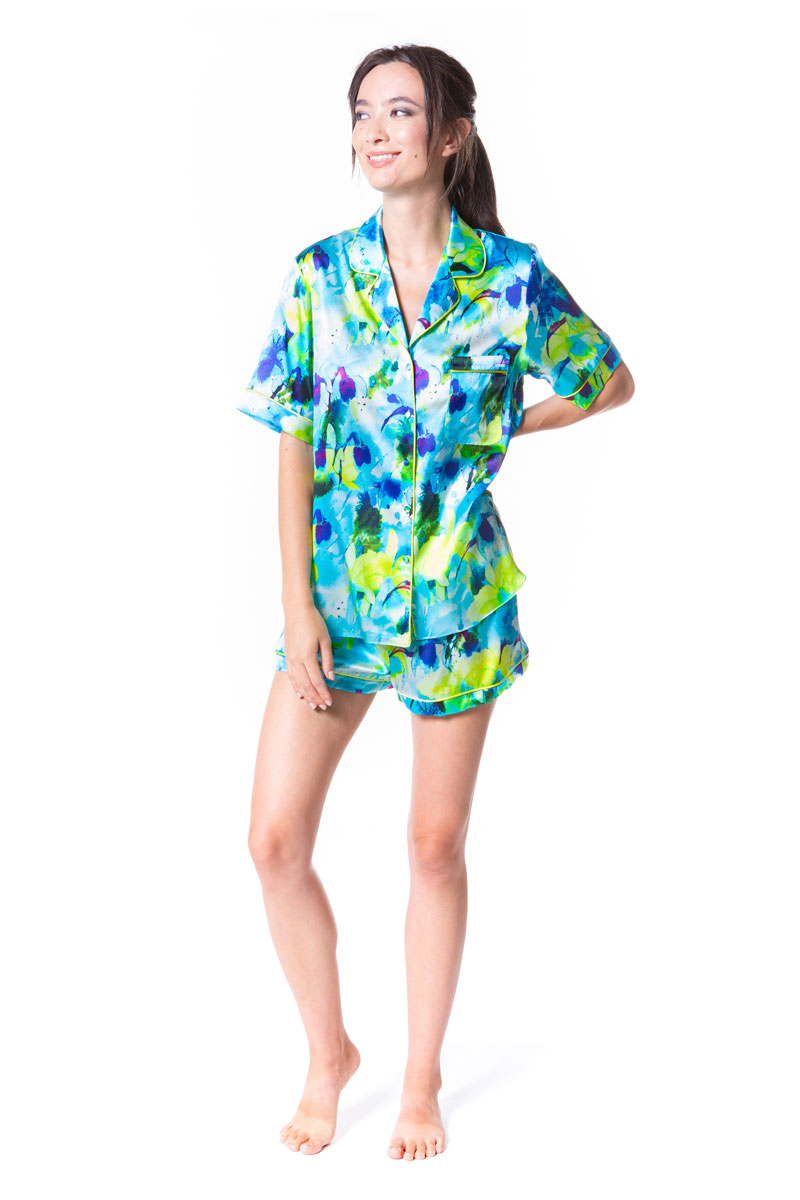 Seascape Short Pajama - Christine Silk Lingerie & Loungewear