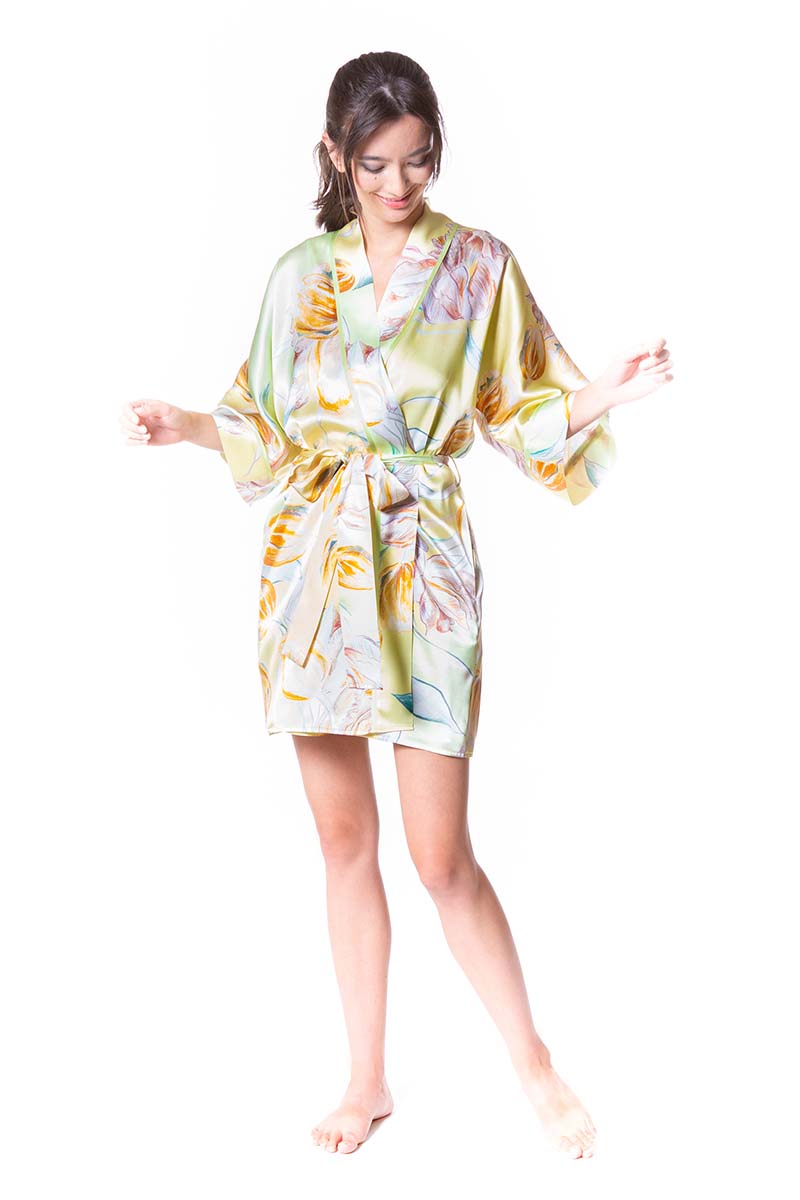 Avignon Short Robe - Christine Silk Lingerie & Loungewear
