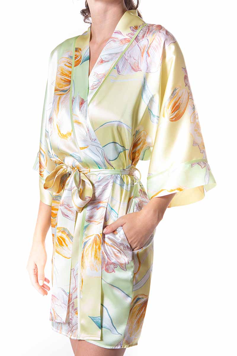 Avignon Short Robe - Christine Silk Lingerie & Loungewear
