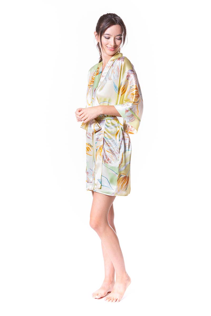 Avignon Short Robe - Christine Silk Lingerie & Loungewear