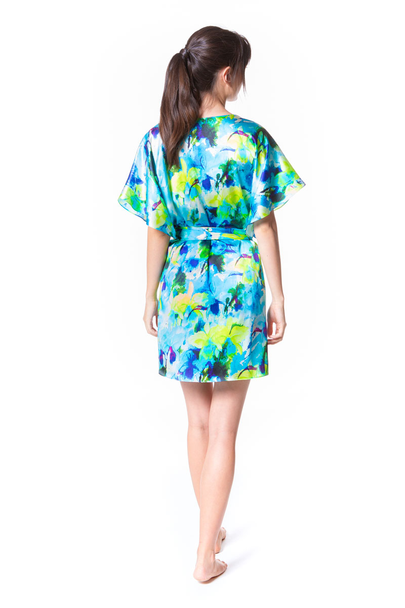 Seascape Short Robe - Christine Silk Lingerie & Loungewear