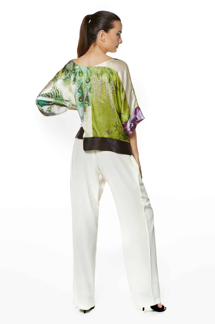 Peacock Gatsby Lounge Top - Christine Silk Lingerie & Loungewear