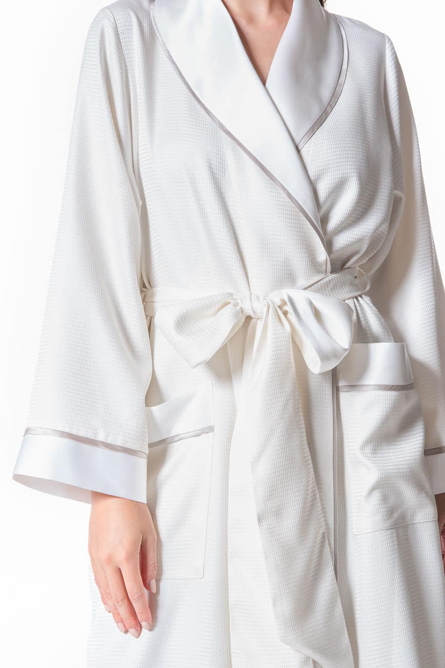 Silk Waffle Long Robe - Christine Silk Lingerie & Loungewear