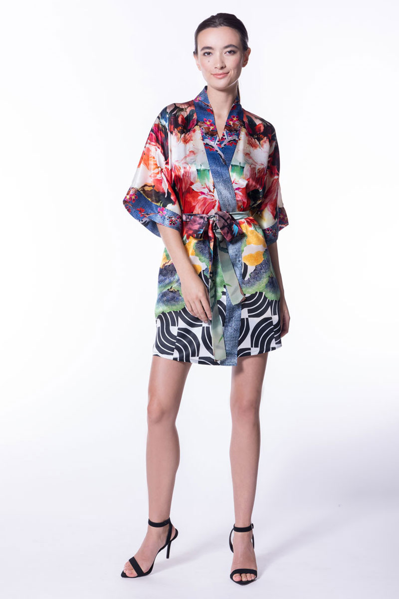 Sakura Short Robe - Christine Silk Lingerie & Loungewear