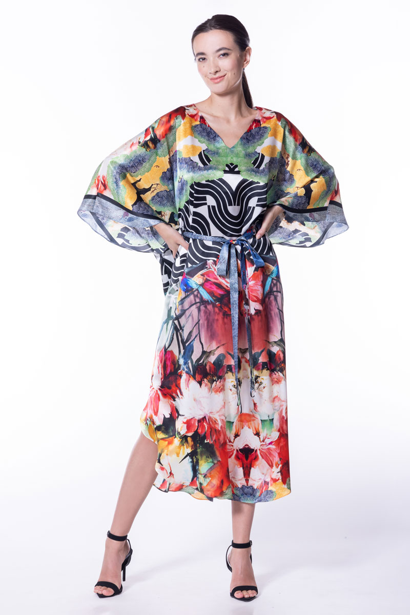 Sakura Caftan - Christine Silk Lingerie & Loungewear