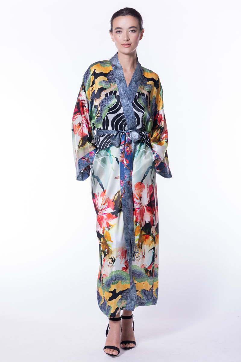 Sakura Long Robe - Christine Silk Lingerie & Loungewear