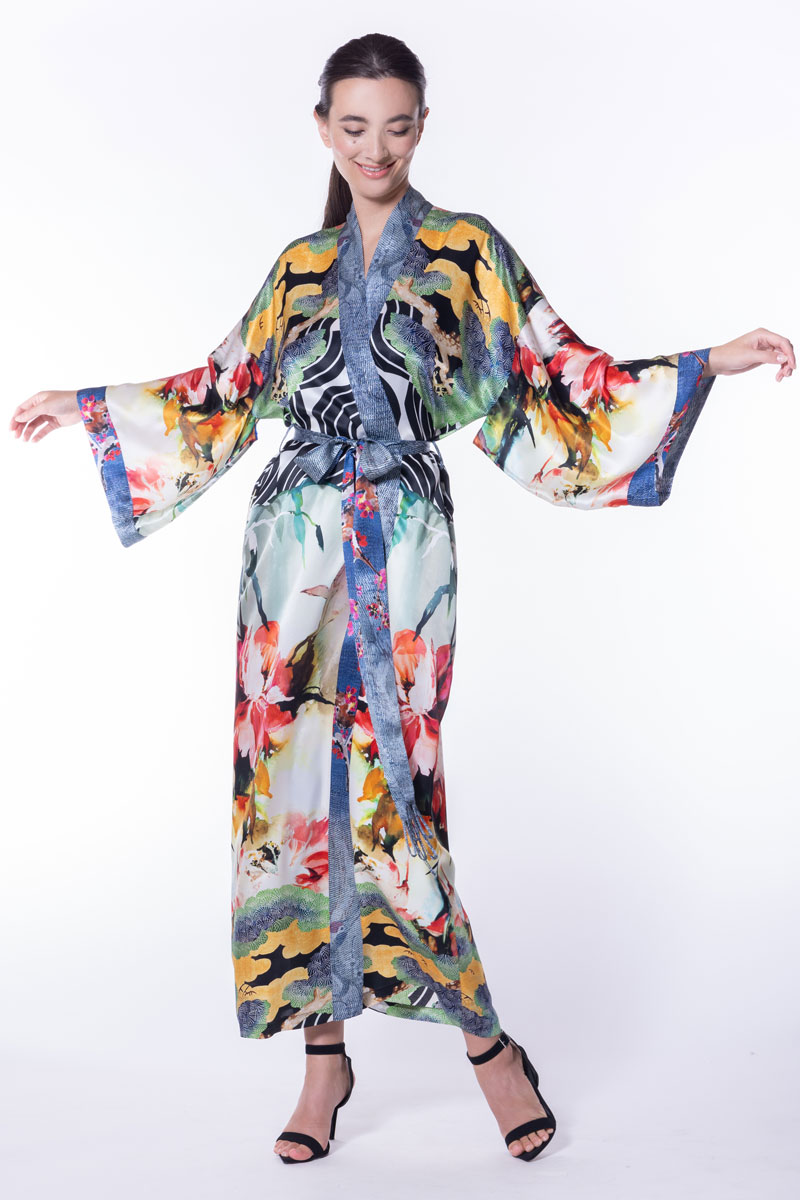 Sakura Long Robe - Christine Silk Lingerie & Loungewear