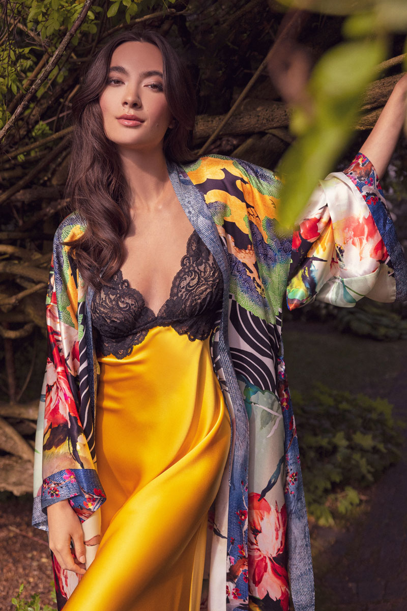 Sakura Long Robe - Christine Silk Lingerie & Loungewear