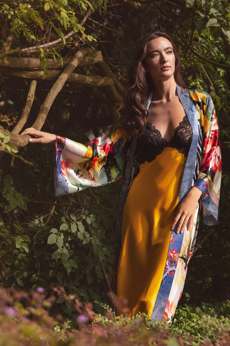 Sakura Long Robe - Christine Silk Lingerie & Loungewear