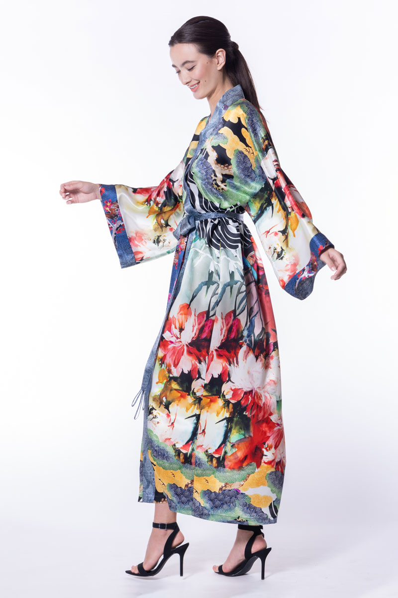 Sakura Long Robe - Christine Silk Lingerie & Loungewear